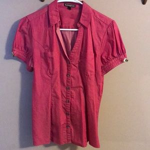 Express Women Button Down Pink with Pockets